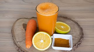 Jugo de naranja, zanahoria y cúrcuma para subir las defensas y desinflamar 🍊🥕