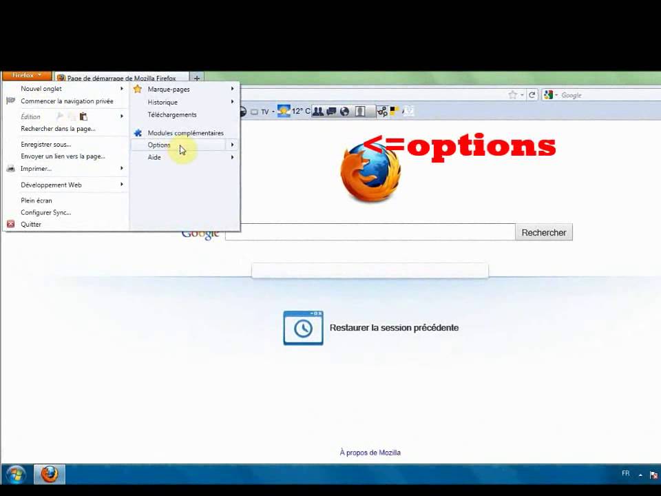 Comment changer la page de démarrage de mozilla firefox - YouTube