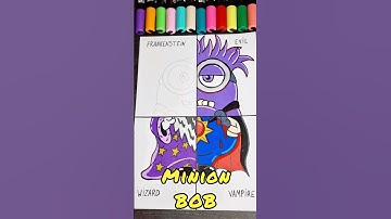 Drawing Minion BOB in 4 Different Styles! Pt.3 🧙‍♂️⭐️🎇 Wizard style! #shorts