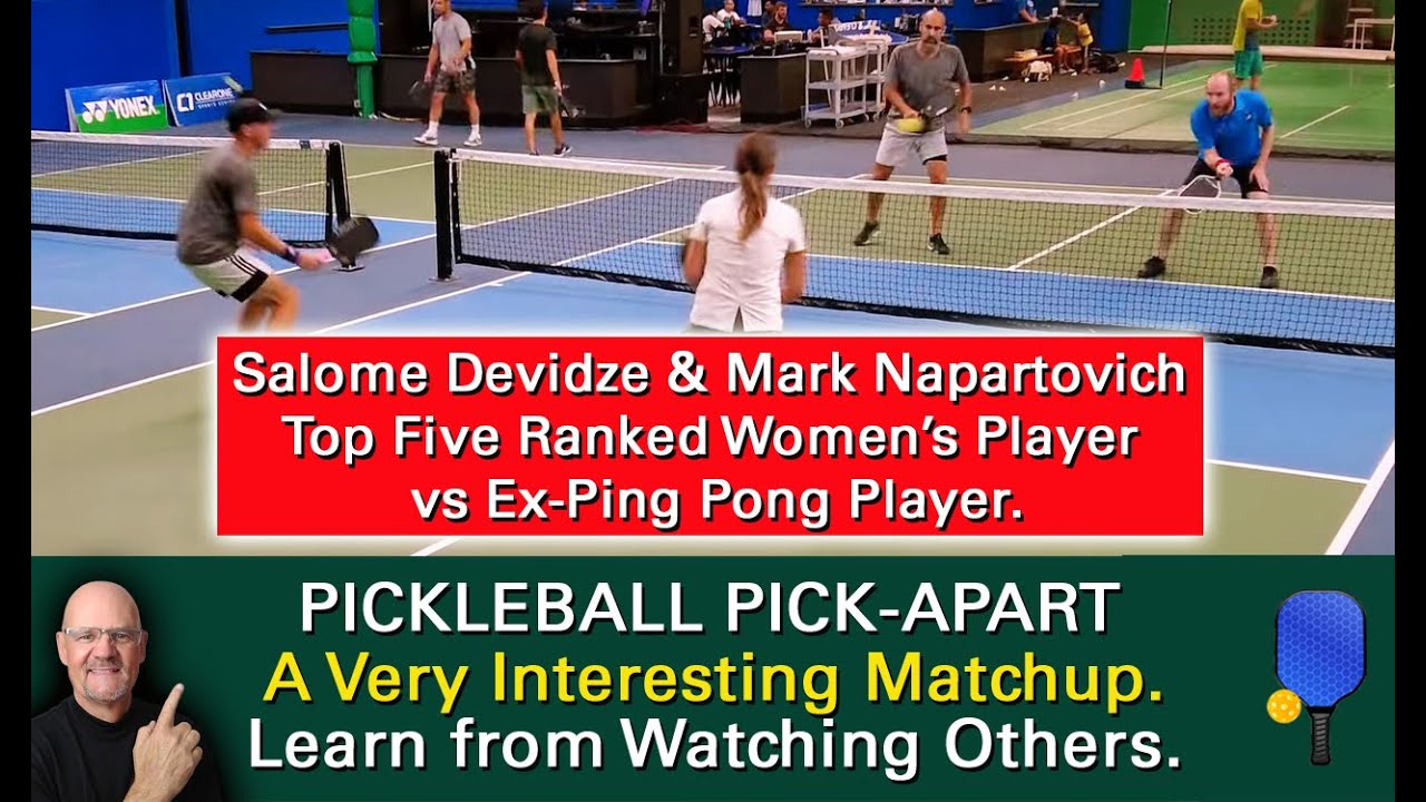 Pickleball! Women's Pro, Salome Devidze vs Amatuers in a Doubles Game. Learn from Watching
