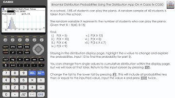 Binomial Distribution Probabilities Using The Distribution App On A Casio fx-CG50 | #Calculator