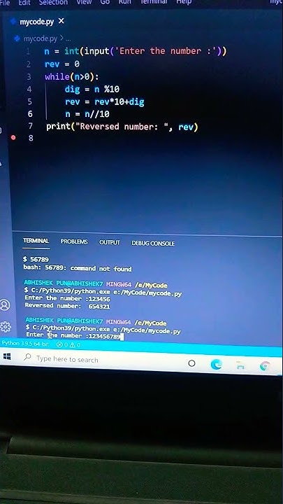 Python: program to reverse a given number #python - YouTube