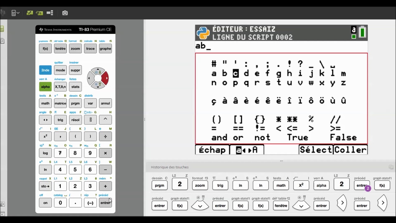 L'essentiel Python pour la calculatrice TI-83 Premium CE 