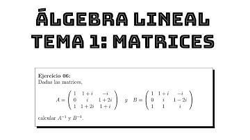 ejercicio 06 matriz inversa compleja || álgebra lineal tema 1 matrices