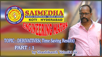 Derivatives Time Saving Results Part-1 for  ECET by Shashikanth Valmiki Sir