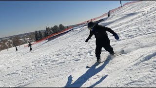 Learning how to grind my snowboard at Ruby Hill - Part 2