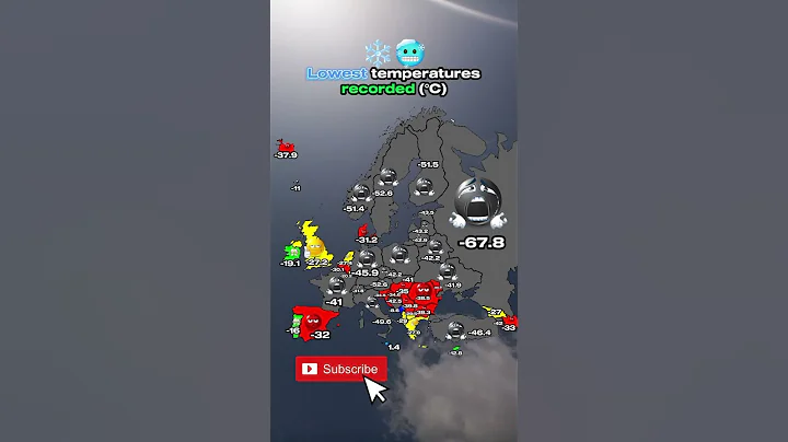 Coldest temperatures recorded in European Nations #country #geography #mapping #weather #maps