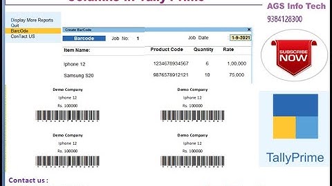 Barcode Module Tally Prime A4 Size Paper W100 H50 MMS TALLY CUSTOMIZATION FREE TCP