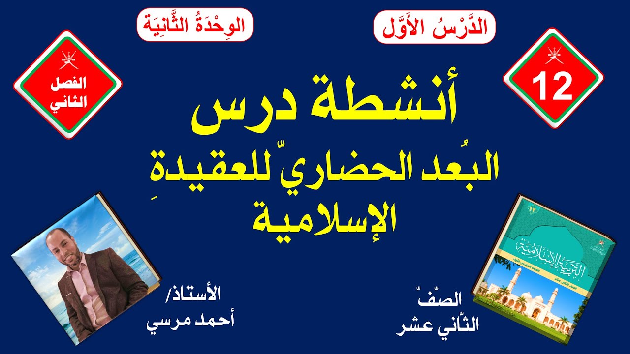 أنشطة درس البعد الحضاري للعقيدة الإسلامية | الصف الثاني عشر | الفصل الثاني