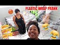 PRANK | Plastic Wrapped My Roommates ENTIRE Room | FIRE HAZARD!!!