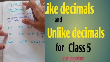 Like Decimals and Unlike Decimals for class 5