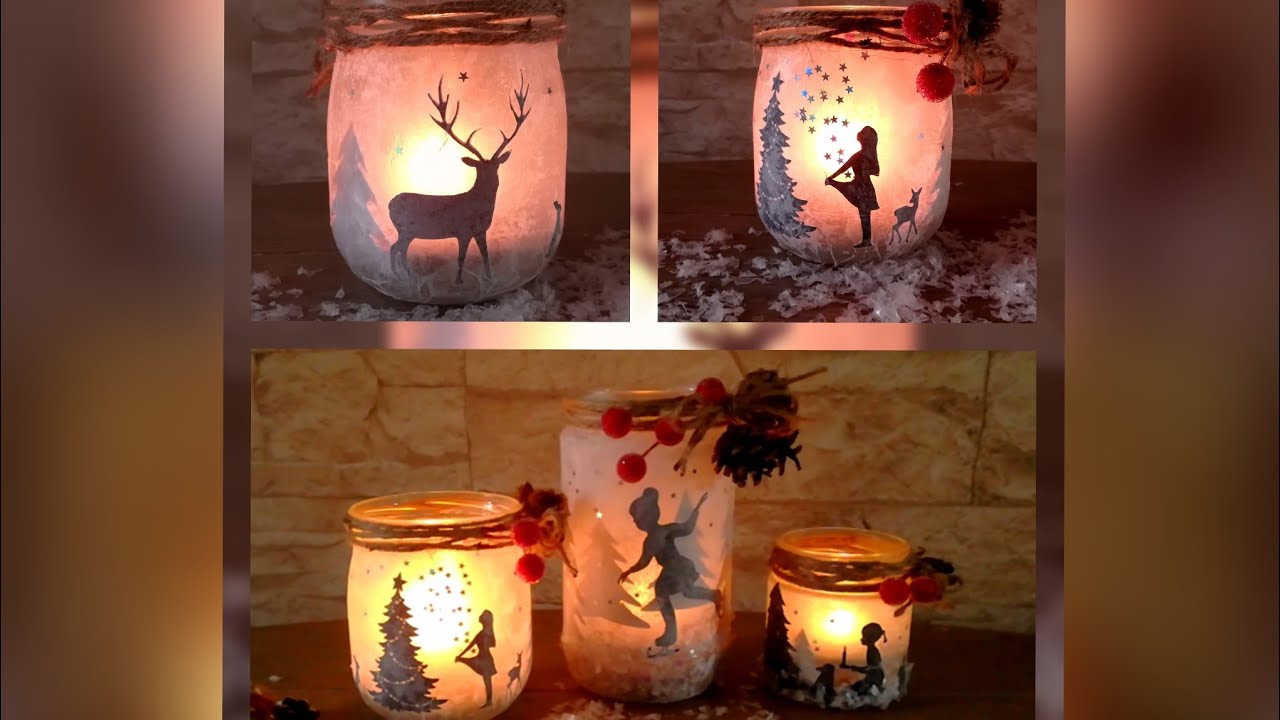 DIY Frostige Windlichter basteln aus Einmachgläser, Gläser mit Frosteffekt, Weihnachtsdeko