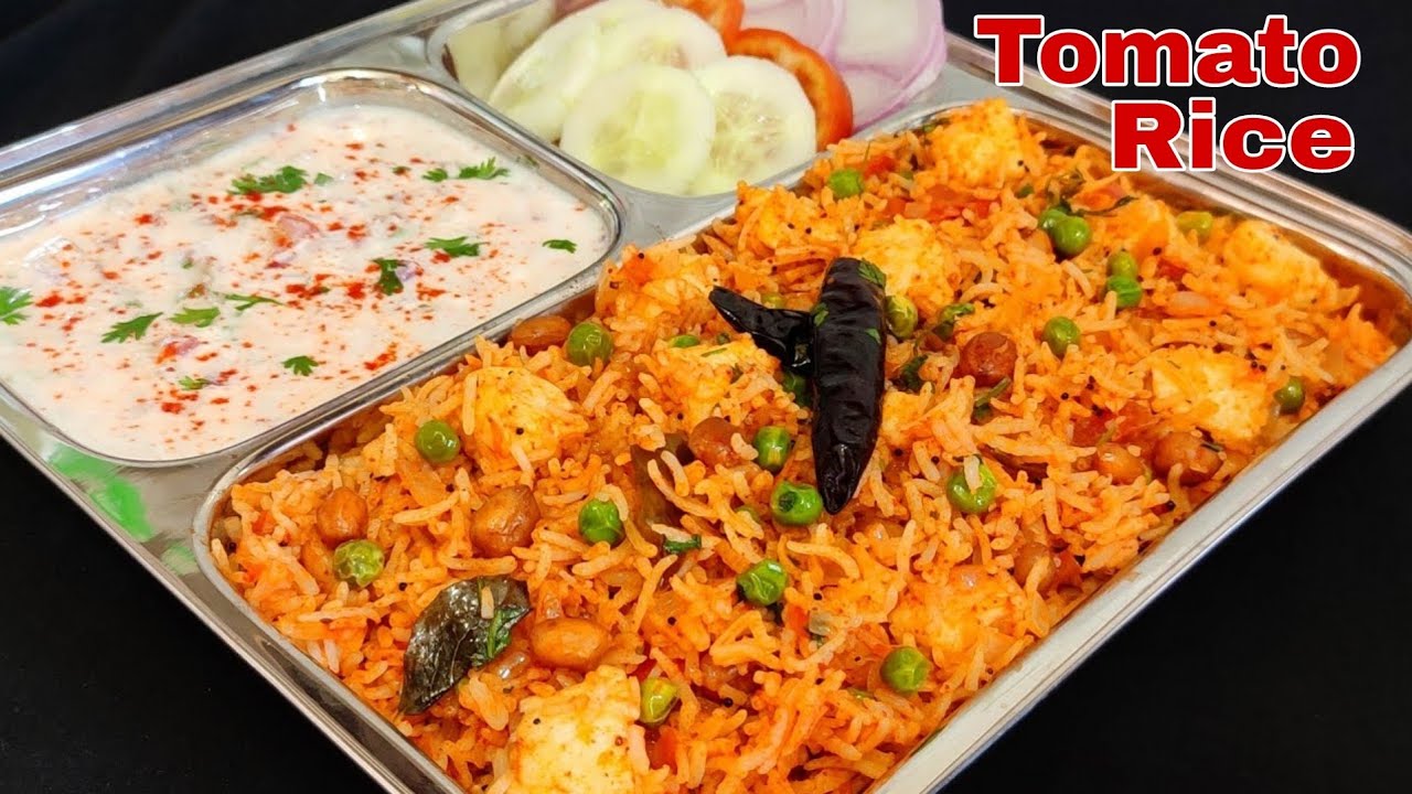 Tomato Rice Recipe | Tomato Pulao | How To Make Tomato Rice | Lunch Box ...