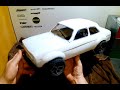 Sanding and fitting a Kamtec Ford Escort Body Shell to a Tamiya XV01 Chassis