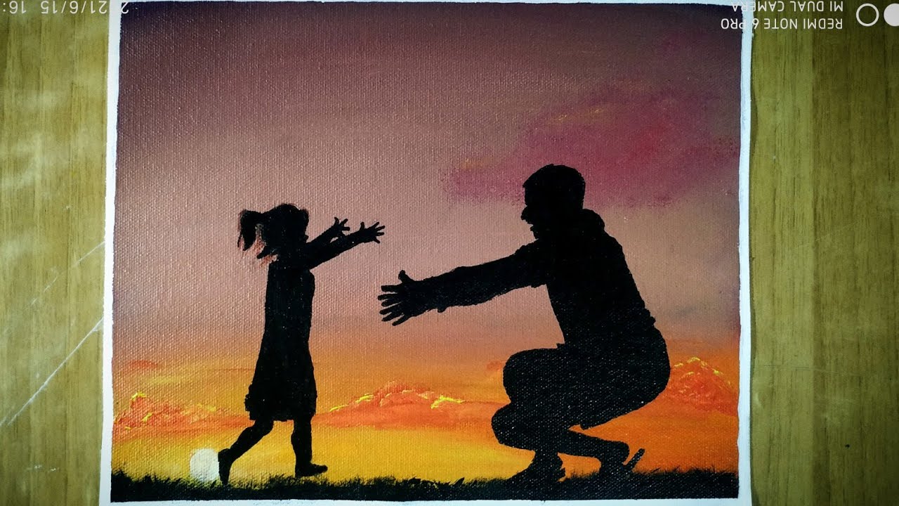 Fathers day painting II Father and daughter Painting EasyII LETS ...