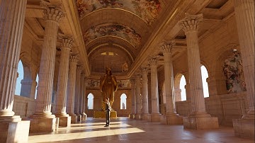 modeling a medieval gothic temple interior scene in blender