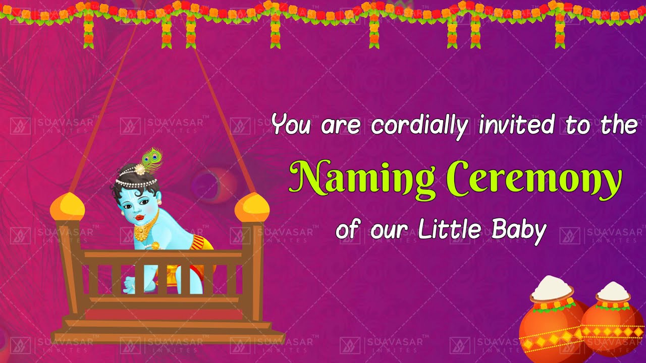 NAMING CEREMONY/NAMKARAN/CRADLE/BARSA CEREMONY INVITATION FOR BABY BOY |  KRISHNA THEME INVITE |NCV02 - YouTube