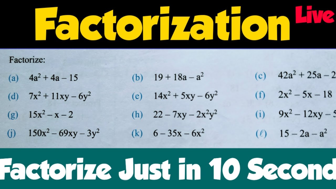 Factorization || Factorize Algebraic Expressions || Factorization of