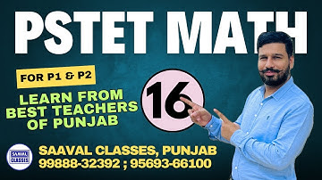 DAY-16 Math SDT PSTET For Paper-1 ETT & Paper-2 Sci. Math | SAAVAL CLASSES || 99888-32392
