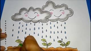 Cara Menggambar Awan Hujan Lucu | How to Draw a Cute Rain |