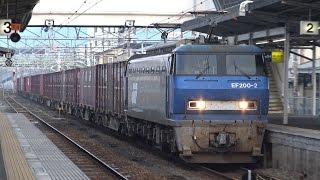 【4K】JR山陽本線　EF200-2号機牽引　1086レ貨物列車　糸崎駅通過