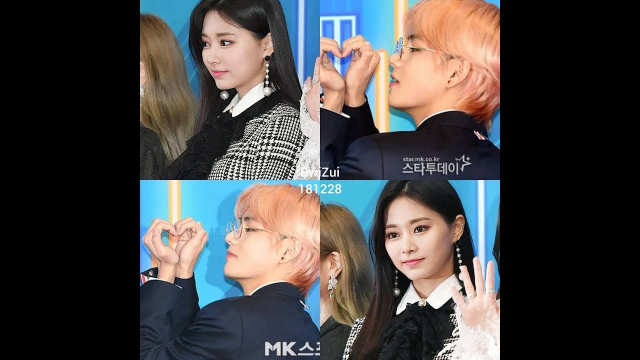 BTS V Send heart signal to TWICE TZUYU ??? TAETZU AT @ KBS Gayo Daechukje 2018