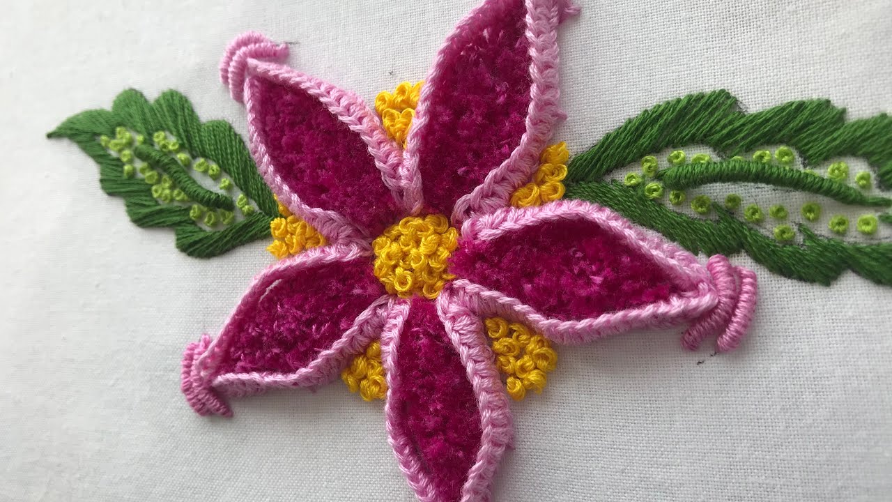 Hand Embroidery Velvet Flower Stitch / Kanzashi Flower Embroidery /Brazilian Embroidery YouTube