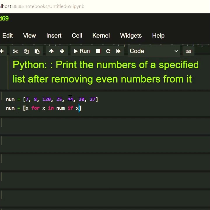 #python print the numbers of a specified list after removing even ...