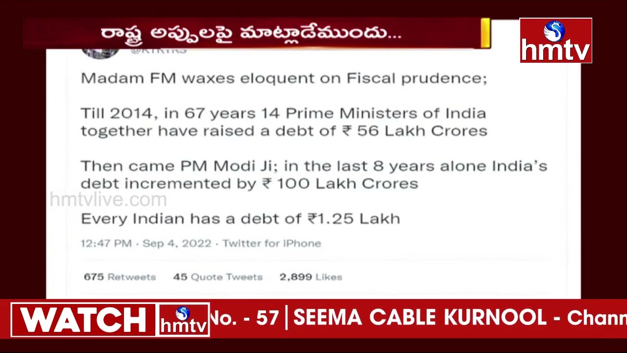 Minister KTR Strong Comments on Union Minister Nirmala Seetaraman | hmtv