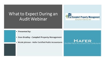 What to Expect During an Audit Webinar Featuring Hafer Certified Public Accountants - Campbell PM