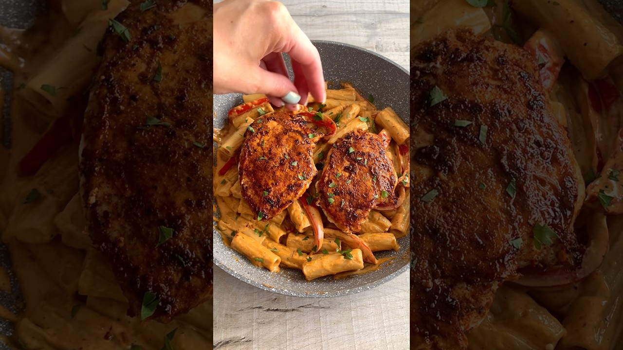 6-ingredient creamy cajun chicken pasta #shorts #recipe #pasta #food