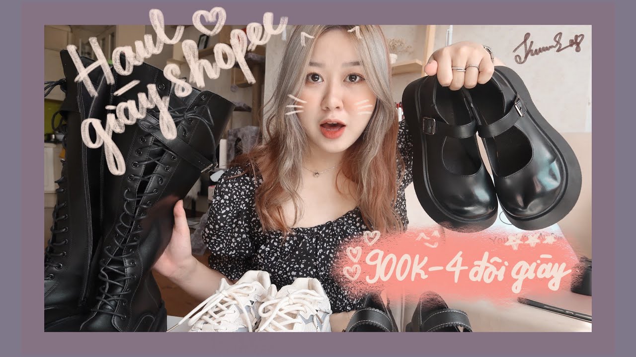 Giày học sinh nhật bản | MUA GIÀY TRÊN SHOPEE CỰC RẺ, CỰC ĐẸP👟 | SHOPPEE HAUL 900K MUA ĐƯỢC 4 ĐÔI GIÀY | kieuchinh2706