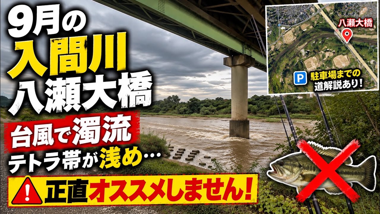 【埼玉バス釣り】9月の入間川『八瀬大橋』正直オススメしません！ここで釣れた人助けて！