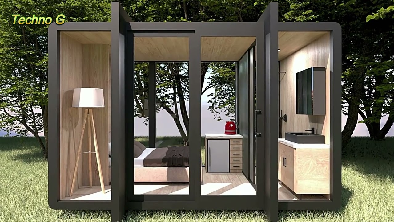 Micro Glass Pod Home: крошечный дом высотой 13 футов в футуристическом стиле с максимальной униве...