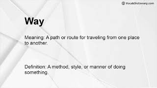 Way Meaning