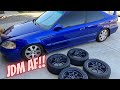 Test Fitting Mugen MF8's on the 1999 Honda Civic Si