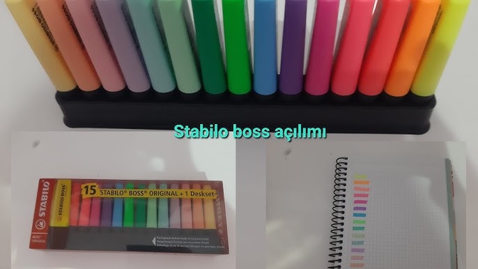 STABILO BOSS Original Pastel Highlighters - Deskset of 15 Colours- Includes  Grey