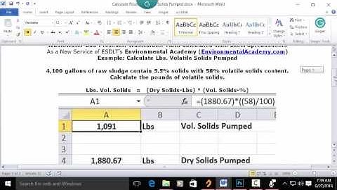 Calculate Pounds Volatile Solids Pumped