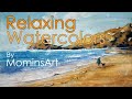 Seascape Watercolor Painting Without Drawing for Beginners-Easy Process to Follow.