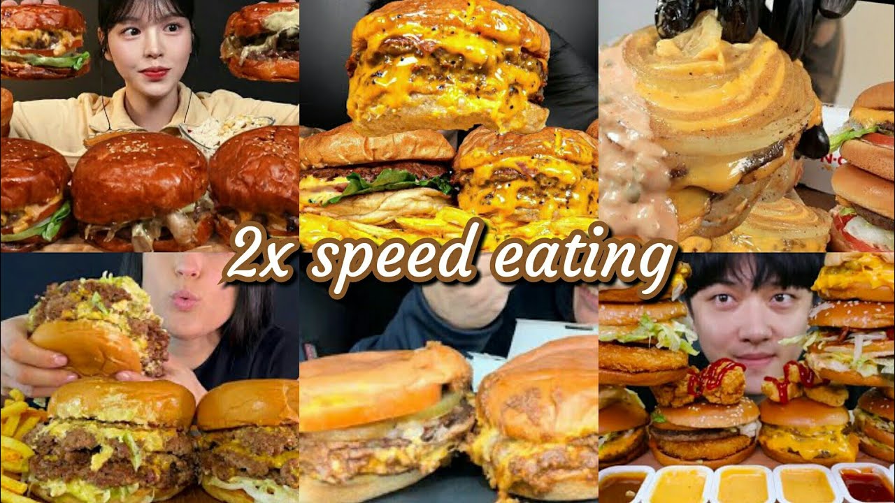 Cheese Burger Mukbang | ASMR 2x speed eating sounds