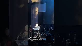 Jim Vallance delivers a speech during his induction to the Canadian Songwriters Hall of Fame