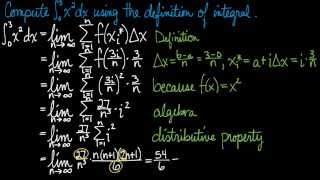 Integral of quadratic using limit definition
