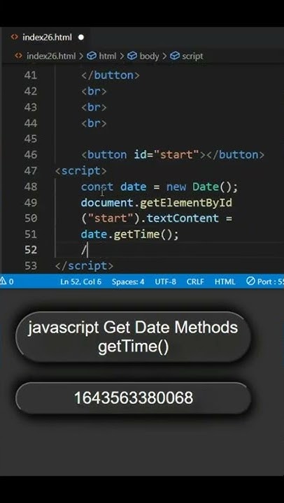 JavaScript Date Method getTime #shorts #html - YouTube