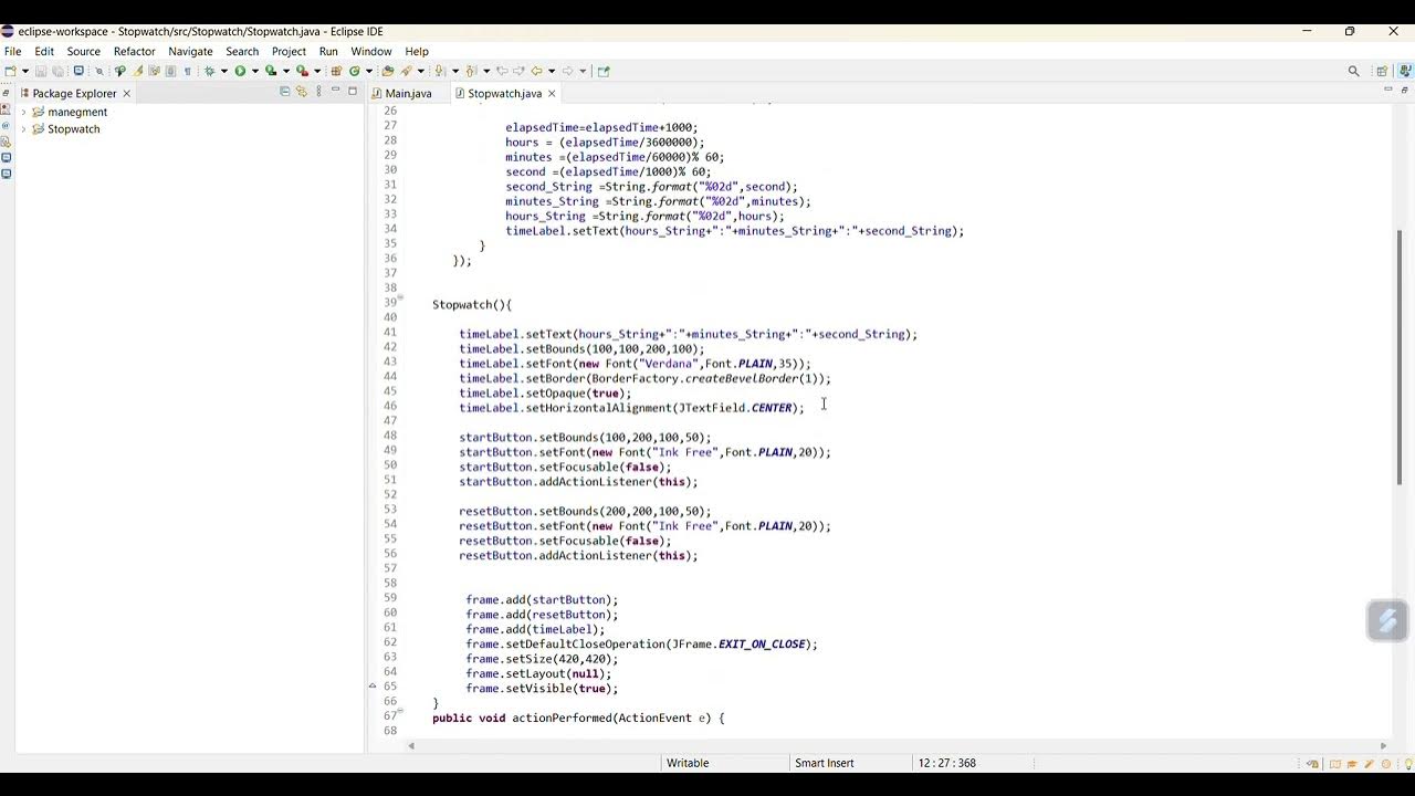 java StopWatch program #coding #stopwatch @apnaclassMCA - YouTube