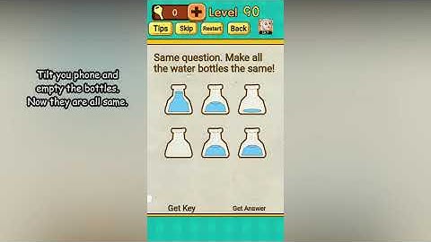 Mr Brain Level 90 Same question Make all the water bottles the same