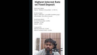 Highest Fixed Deposit Interest Rate in Banks Shorts Investment MutualFunds StockMarket