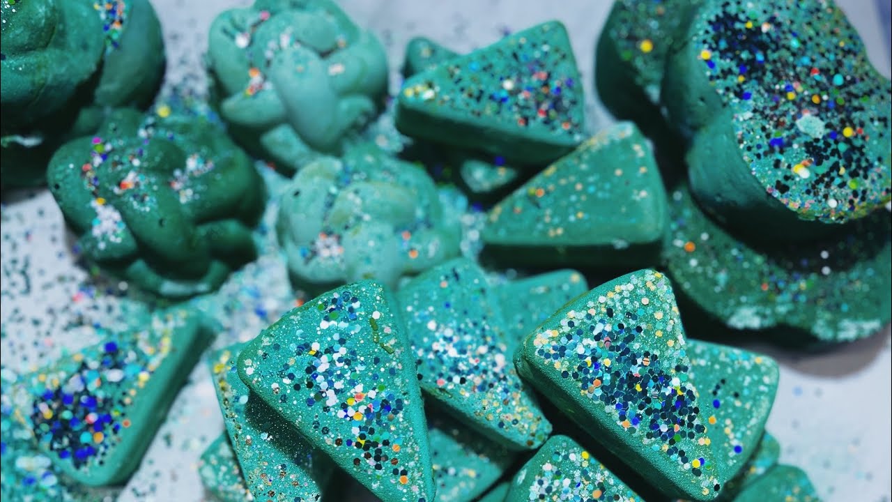 Emerald & Sparkle Dust Bombs 😮‍💨😮‍💨💚💙 Reformed Gym Chalk ASMR