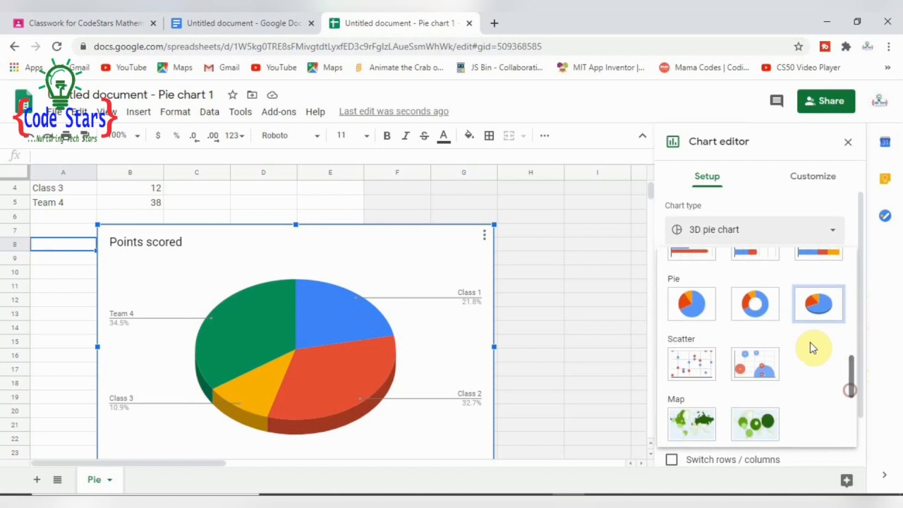 How To Make Pie Chart With Google Docs - YouTube