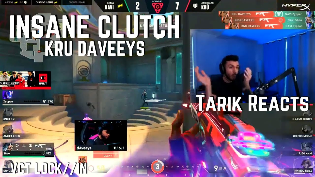 SEN tarik Reacts to KRU DAVEEYS INSANE CLUTCH vs NAVI VCT LOCK//IN | VALORANT Clips