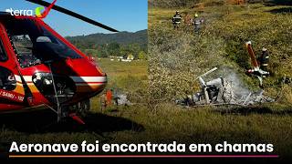 Helicóptero pega fogo após queda e piloto morre carbonizado em SC